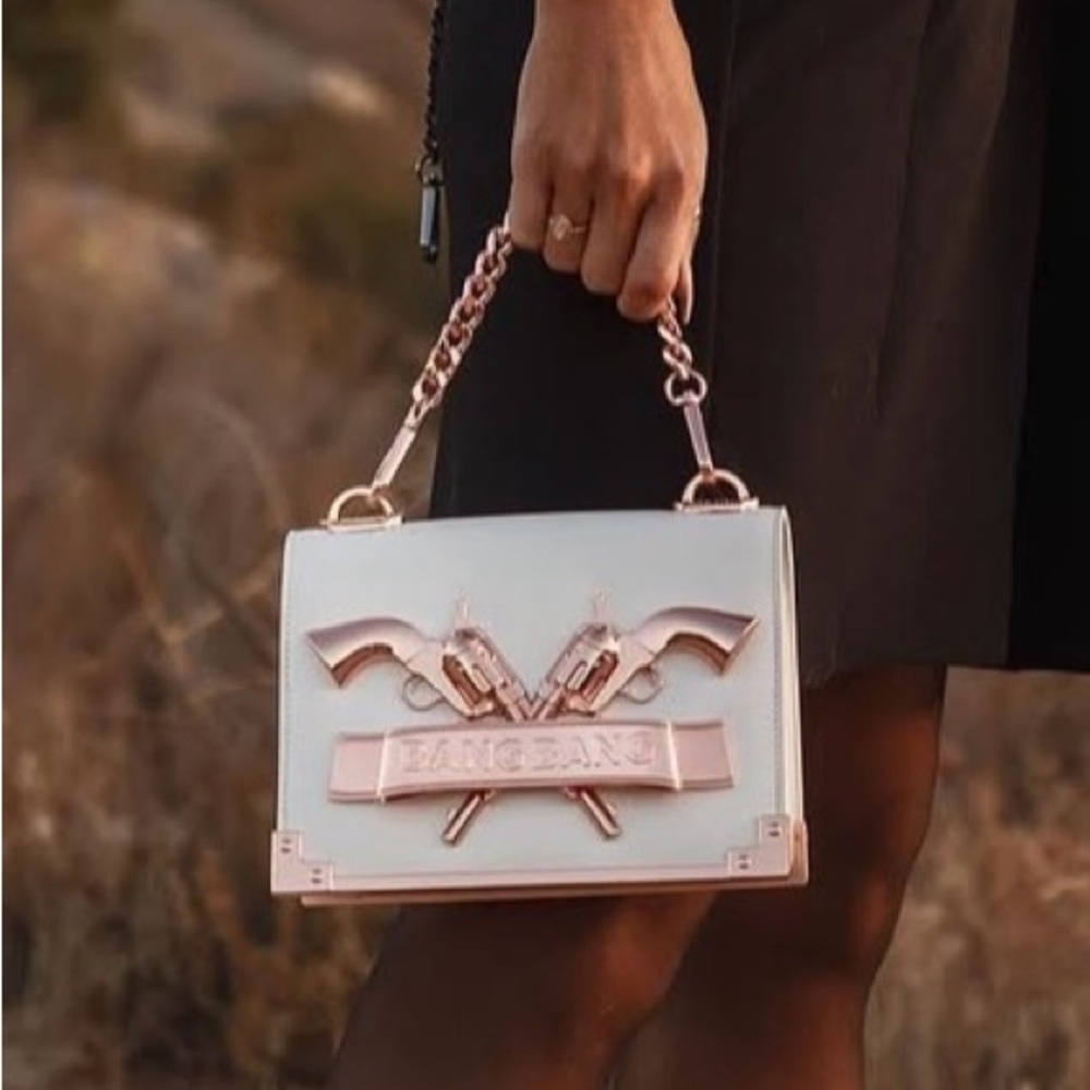 Maison Bang Bang White leather with Rose Gold Hardware Handbag